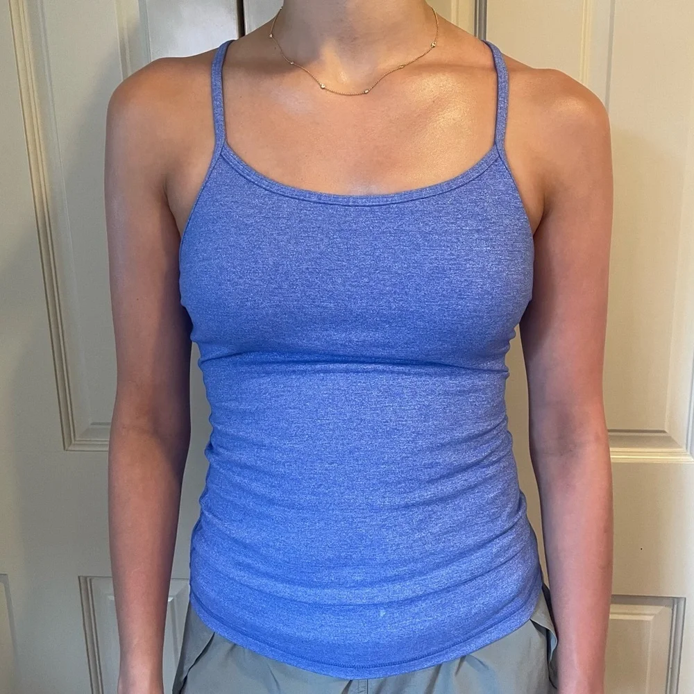 lululemon athletica Power Y Tank Heathered Blue - Picture 4 of 5